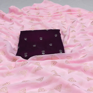 Pink Embellished Work Georgette Saree