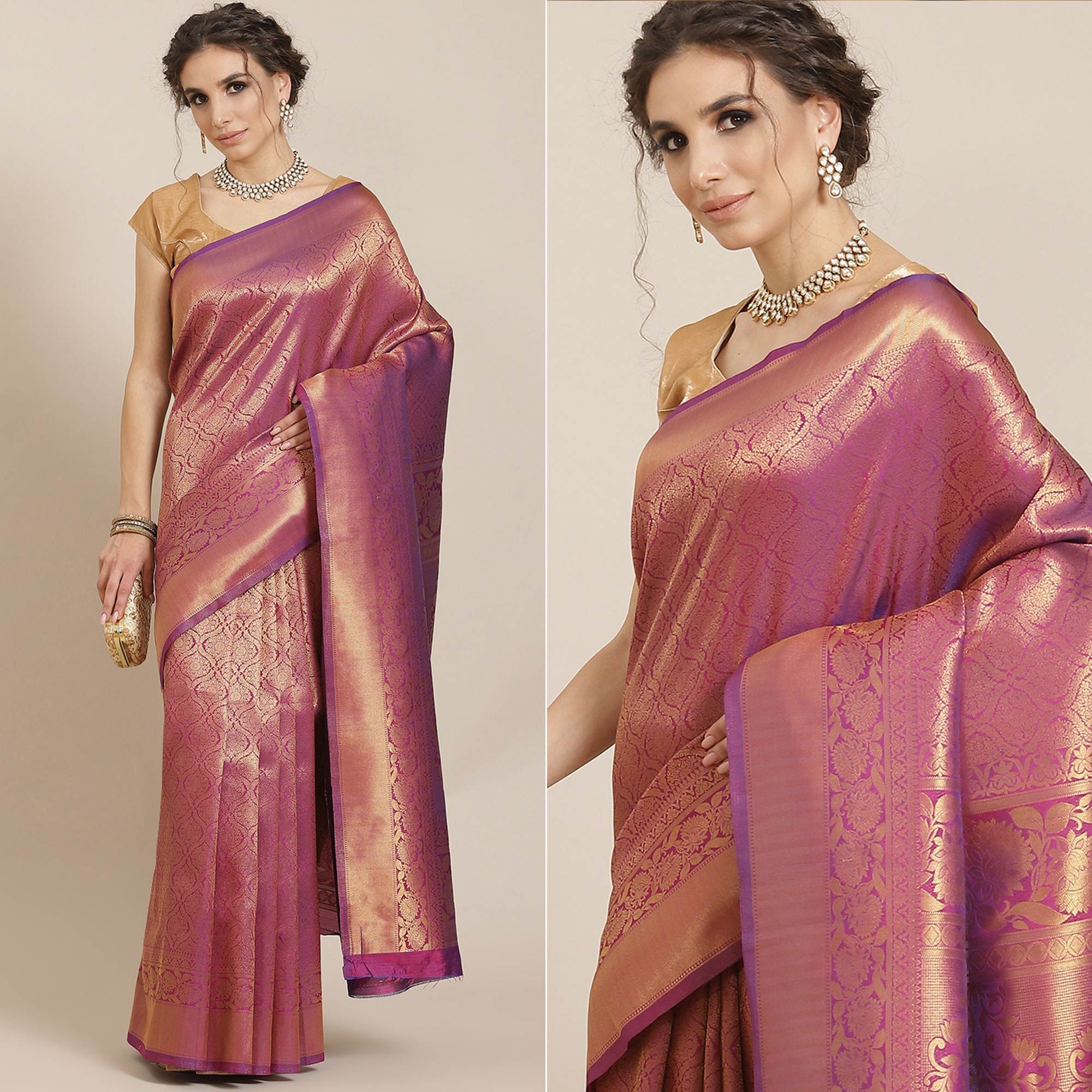 Wine Woven Kanjivaram Silk Saree