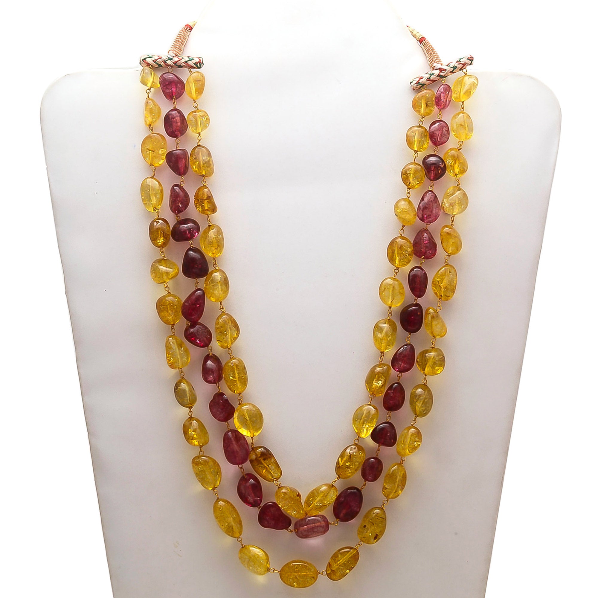 Yellow And Red Un-Shaped Stones Mala