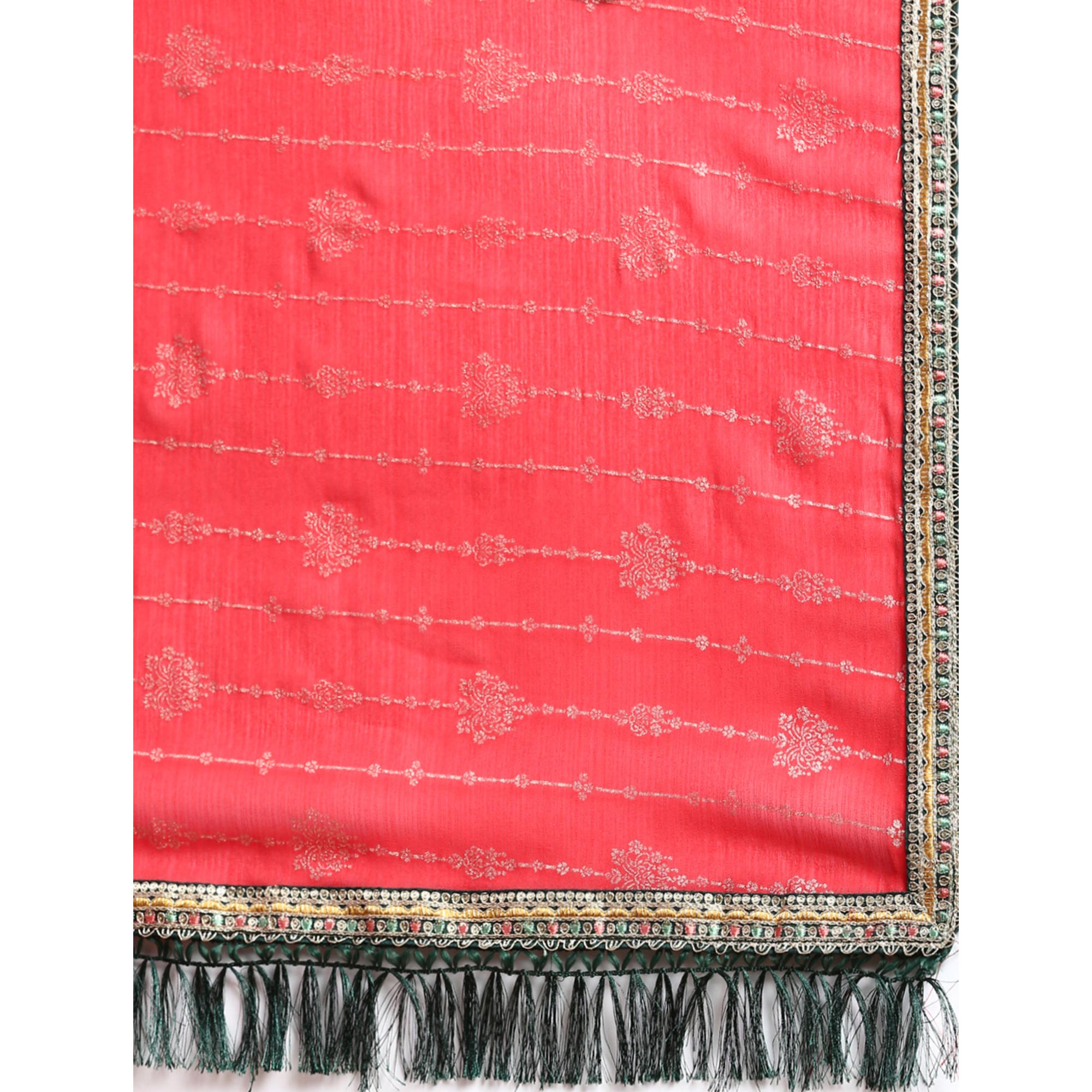 Red Foil Printed With Fancy Border Zomato Silk Saree