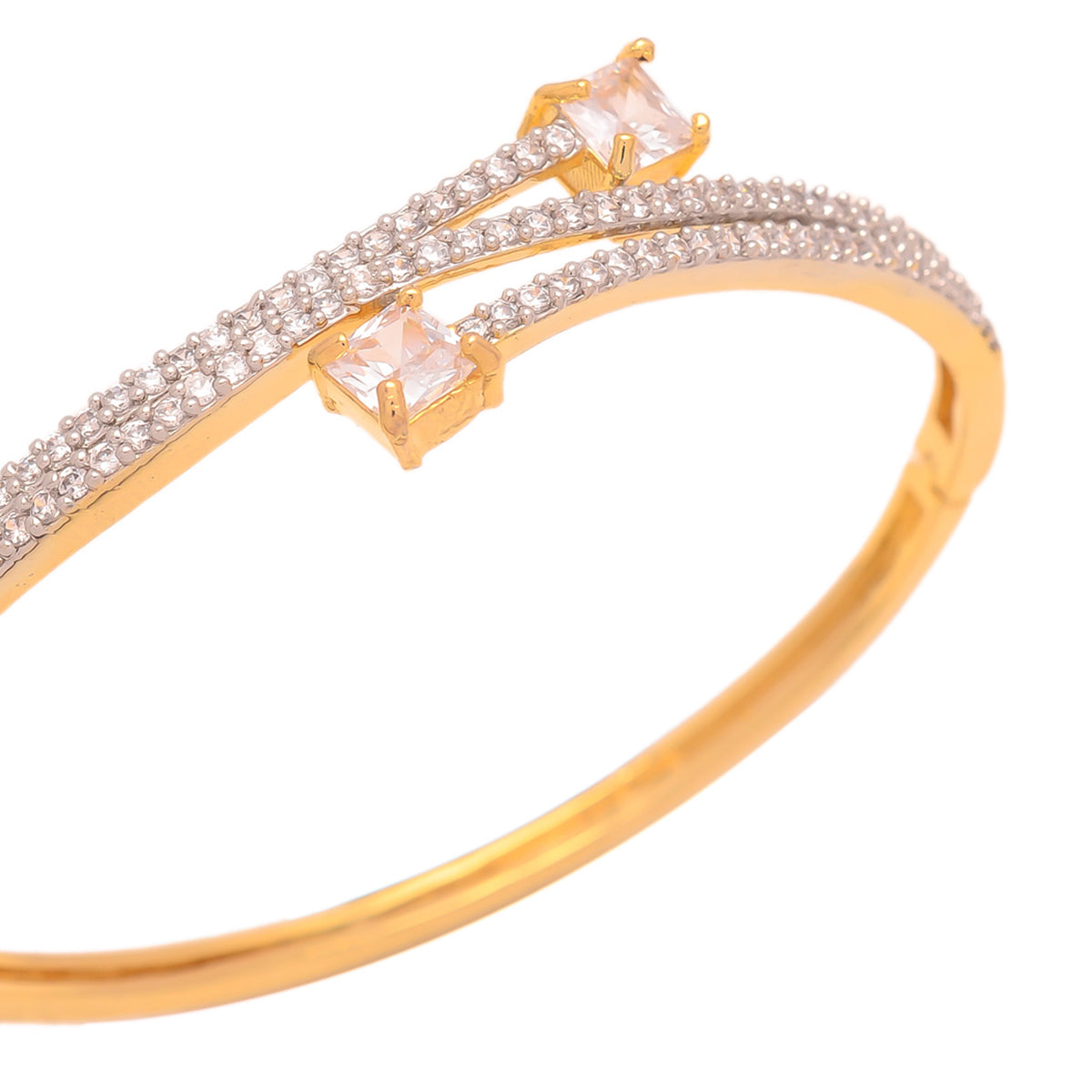 Gold Polish American Diamond Sleek Bracelet