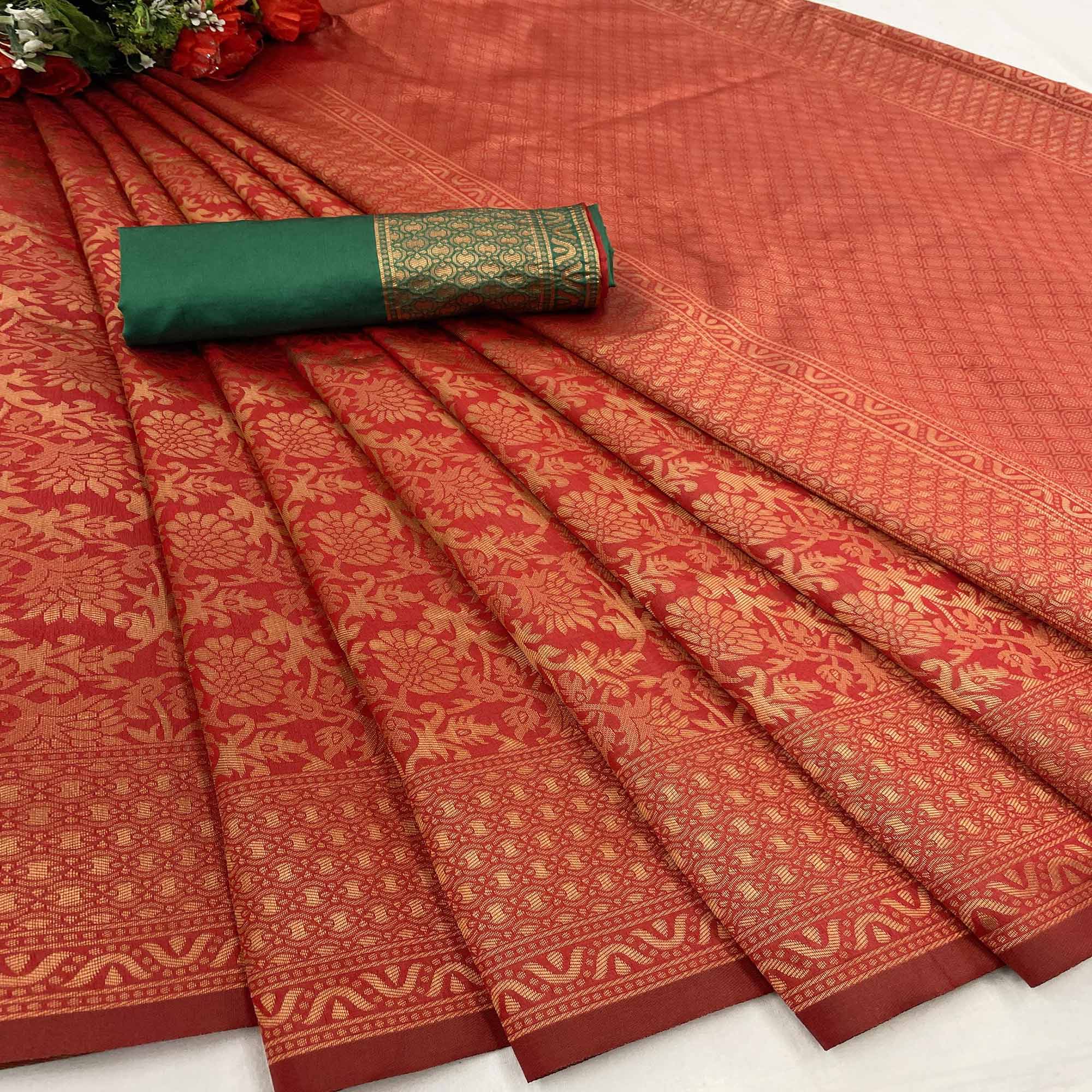 Maroon Woven Banarasi Silk Saree