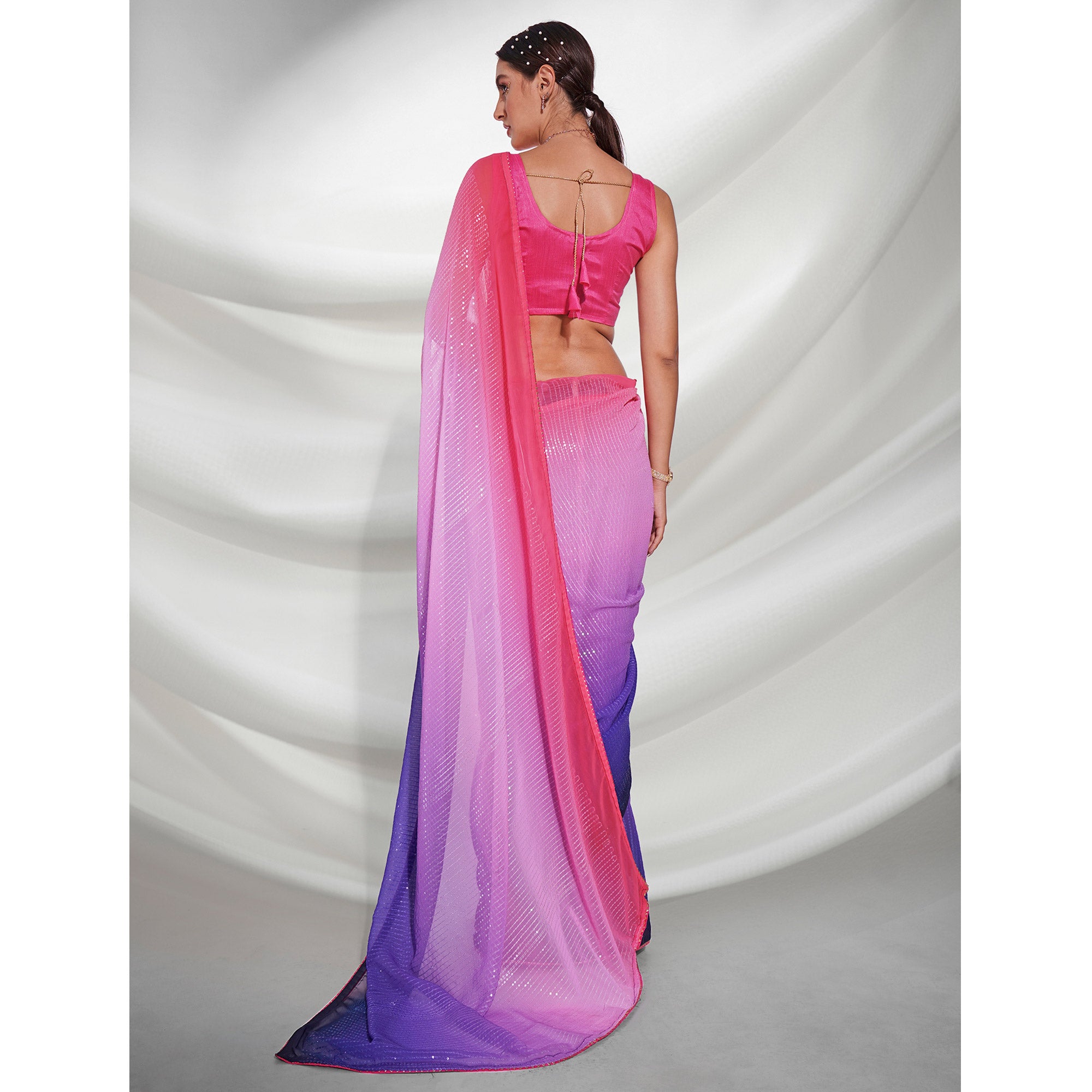 Multicolored Sequins Embroidered Georgette Saree