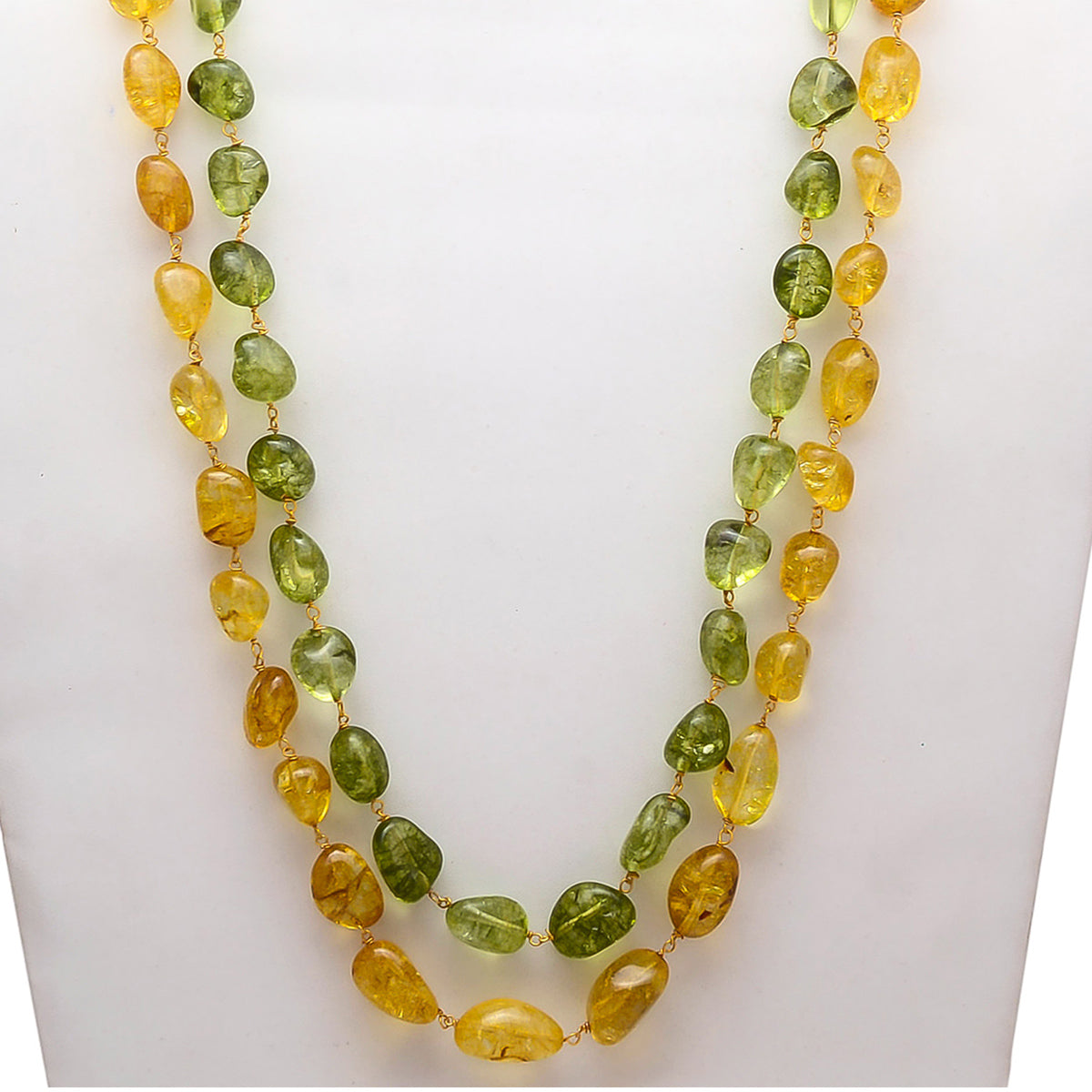 Yellow And Green Un-Shaped Stones Mala