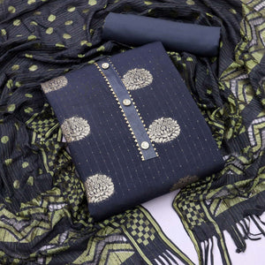 Grey Woven With Sequins Work Modal Dress Material