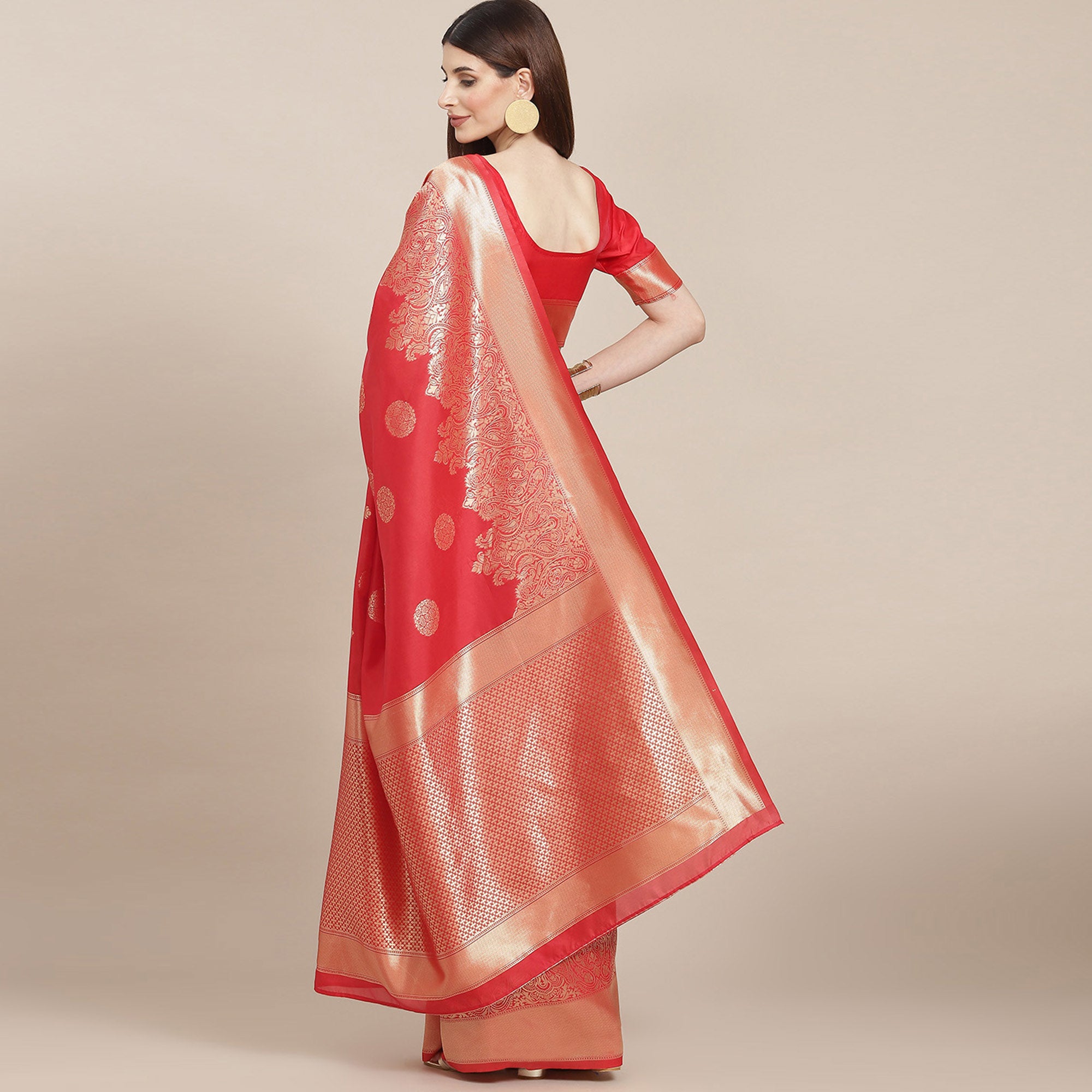 Red Woven Banarasi Silk Saree