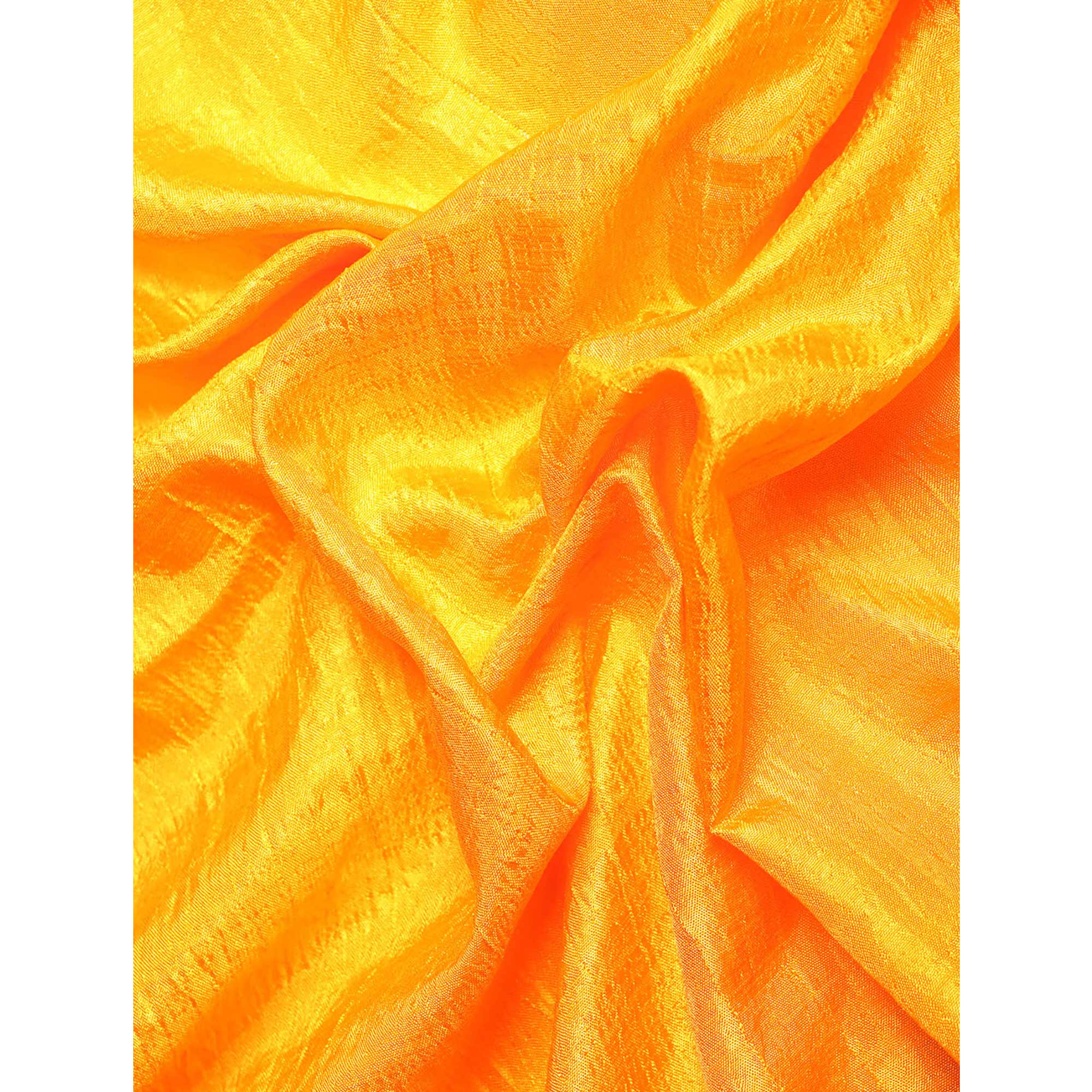 Yellow Solid Vichitra Silk Saree With Fancy Border