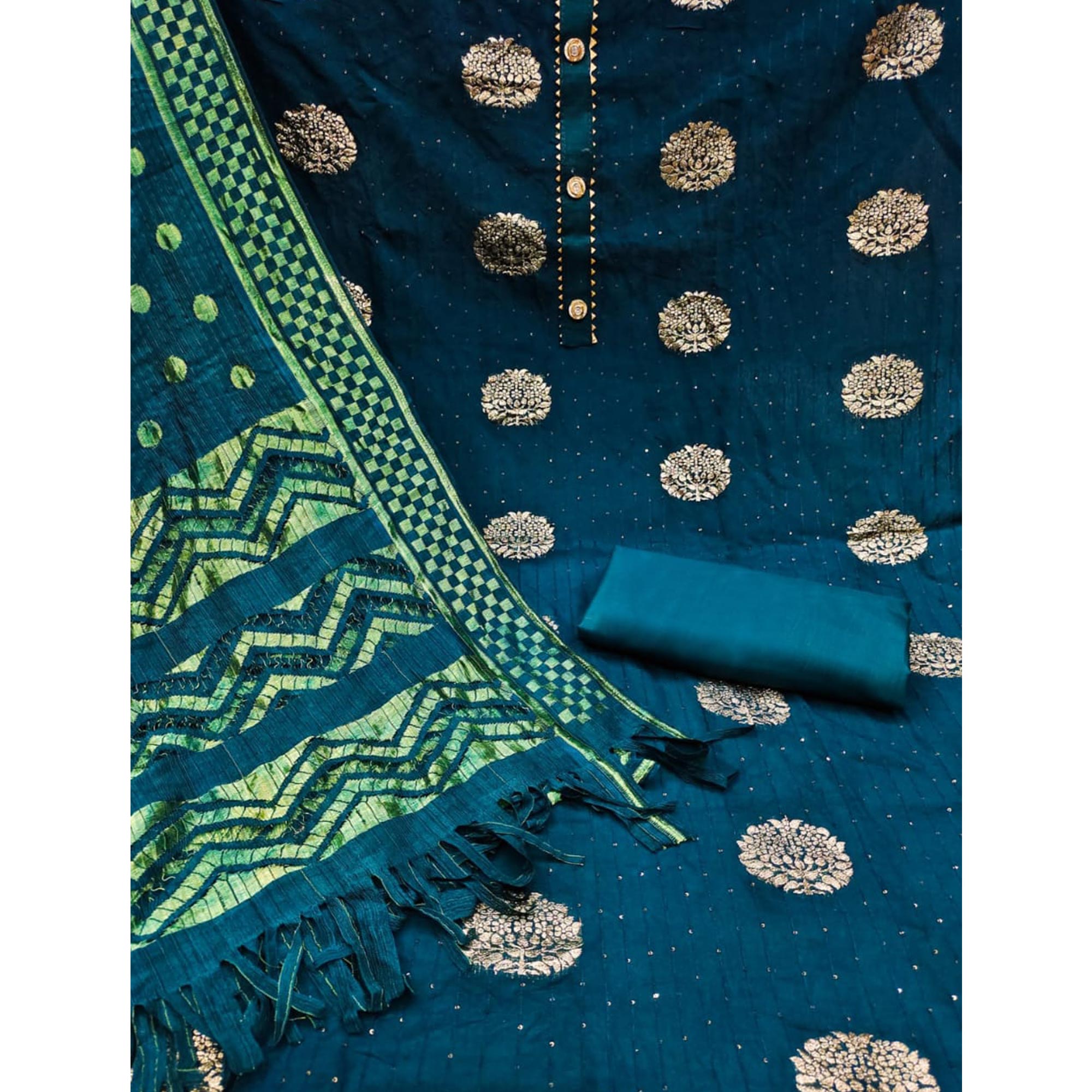 Morpich Woven With Sequins Work Modal Dress Material