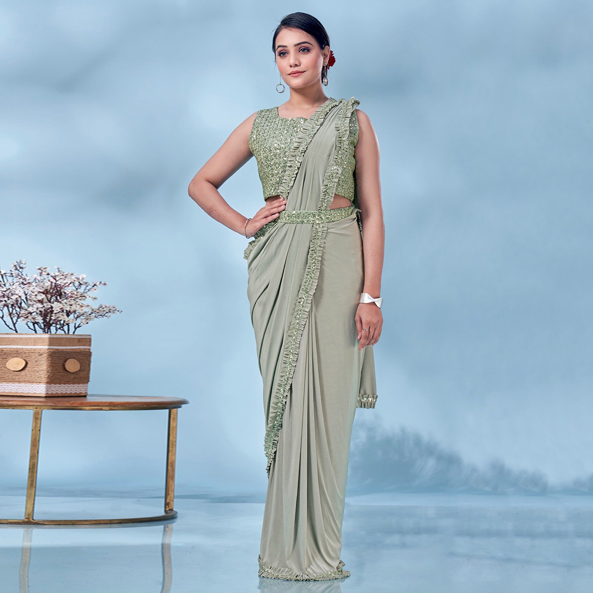 Latest Stylish Lycra Ready to Wear Saree - Shahi Fits