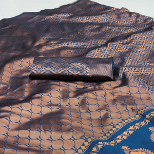 Blue Woven Banarasi Silk Saree