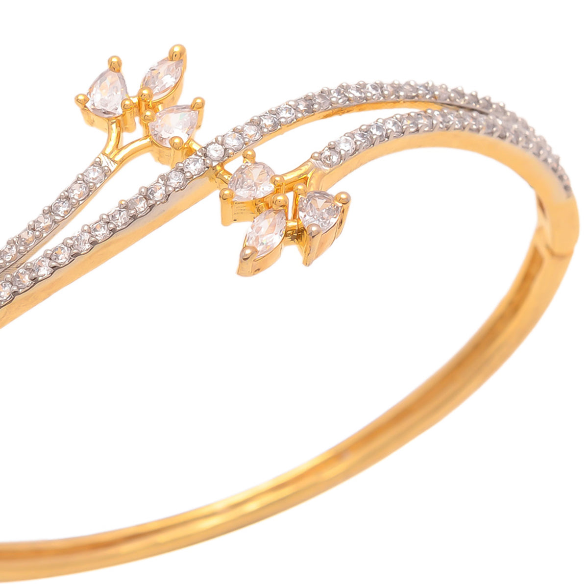 Gold Polish American Diamond Sleek Bracelet