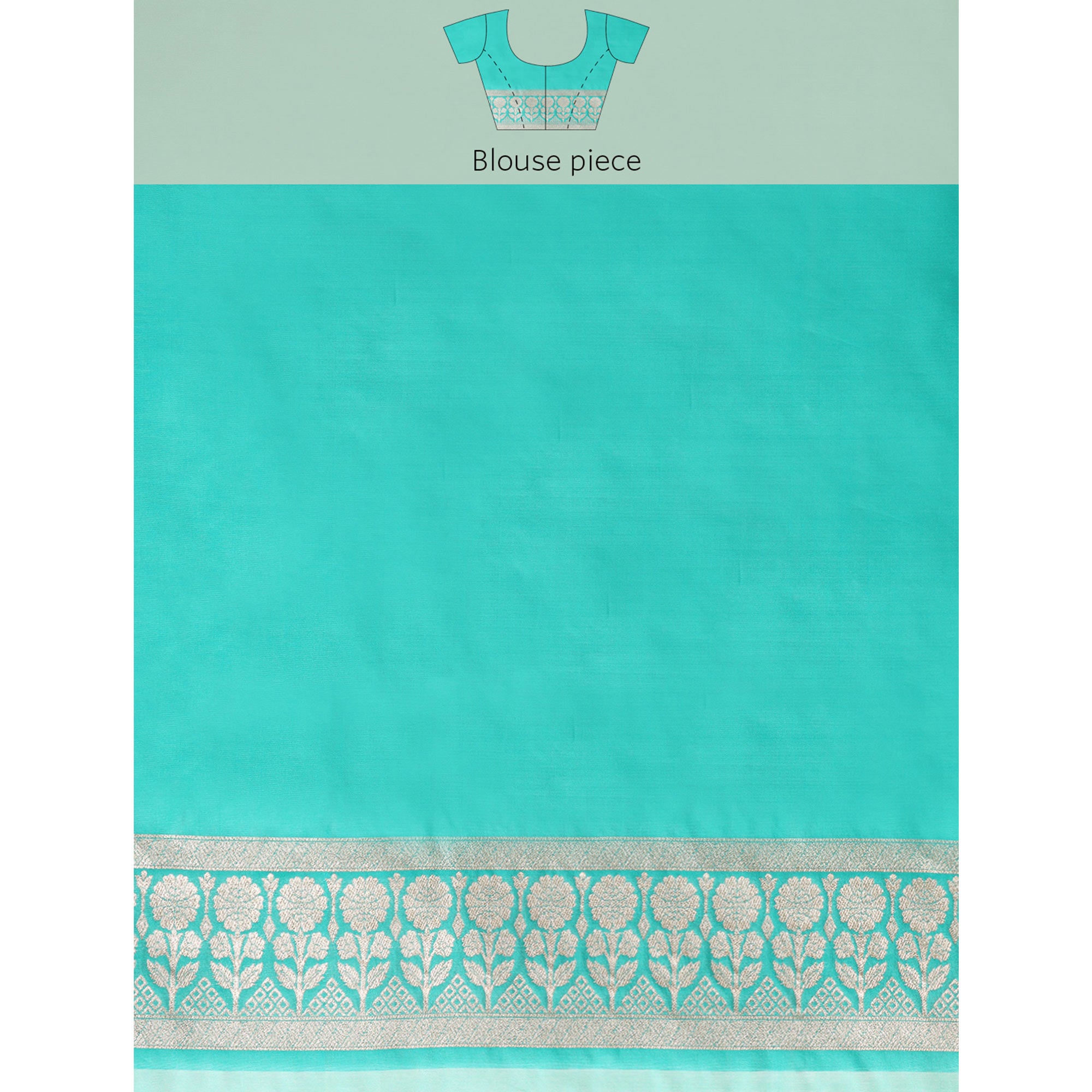 Turquoise Floral Woven Organza Silk Saree With Tassels