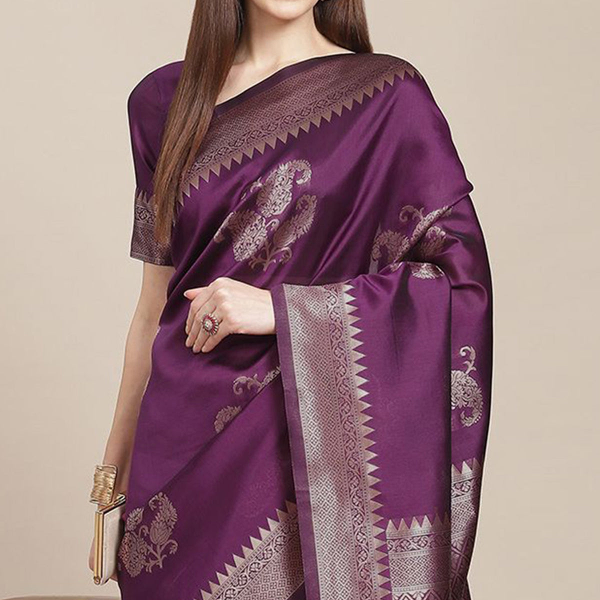 Purple Woven Banarasi Silk Saree