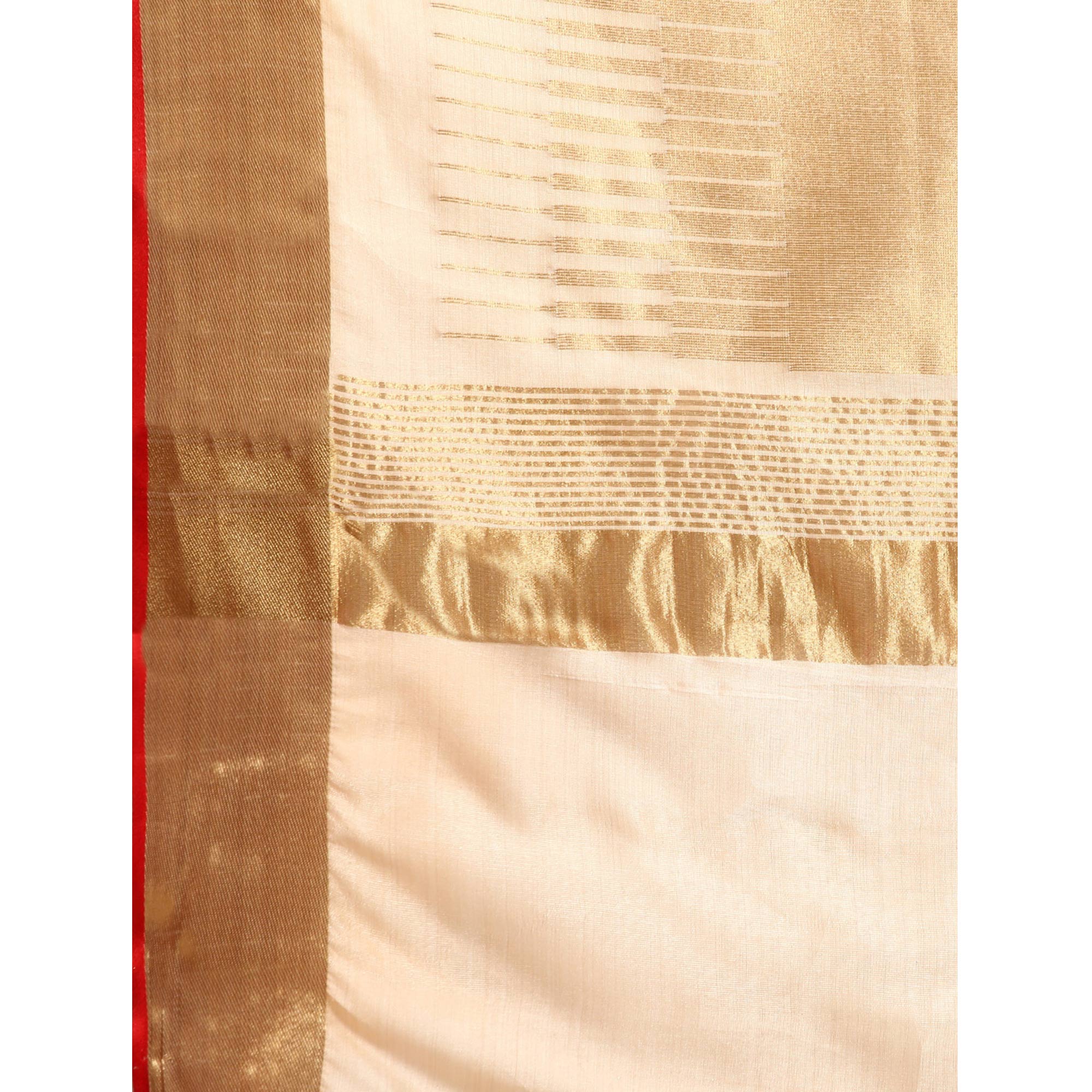 Beige Woven Zari Cotton Silk Saree
