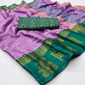 Light Purple Woven Cotton Silk Saree With Tassels