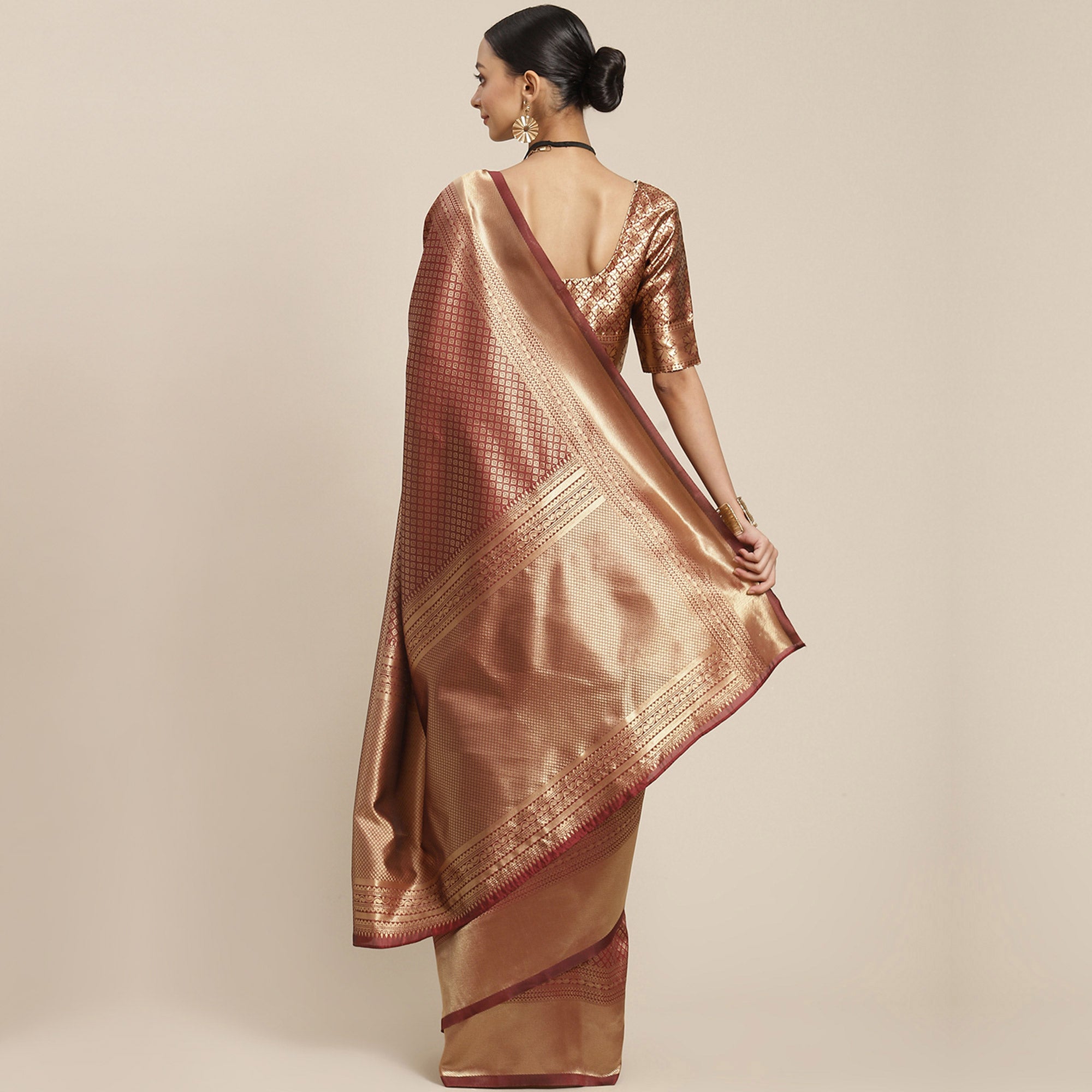 Maroon Woven Banarasi Silk Saree