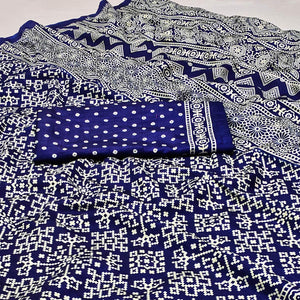 Royal Blue Printed Art Silk Saree