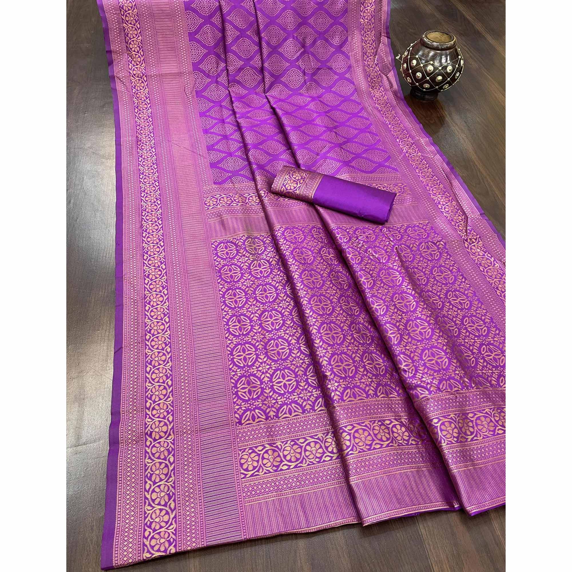 Purple Woven Banarasi Silk Saree