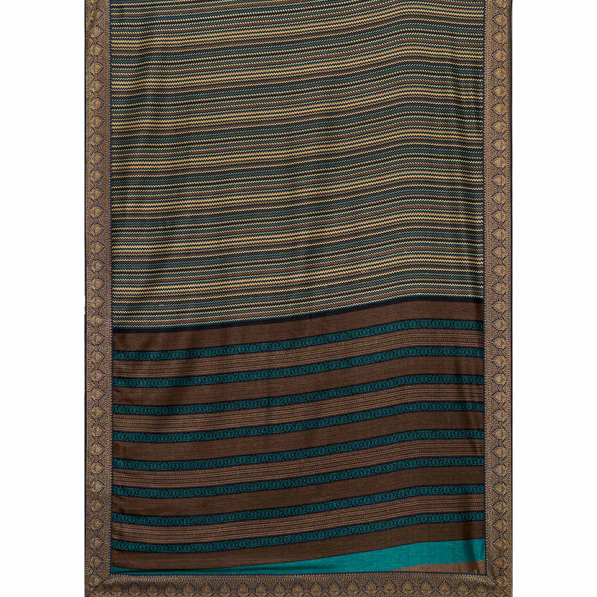 Multicolor Printed With lace Border Tussar Silk Saree