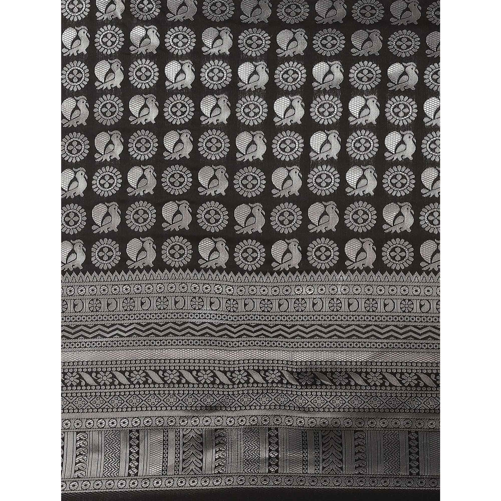 Black Woven Banarasi Silk Saree