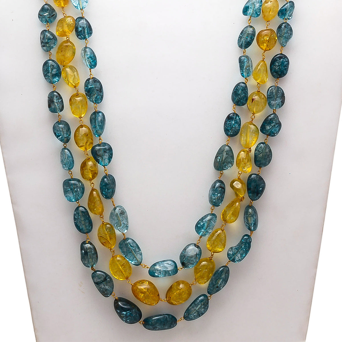 Blue And Yellow Un-Shaped Stones Mala