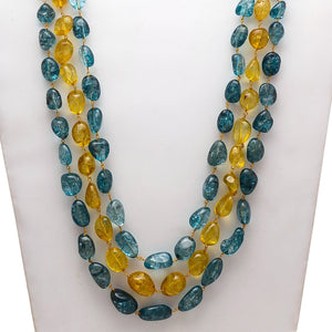Blue And Yellow Un-Shaped Stones Mala