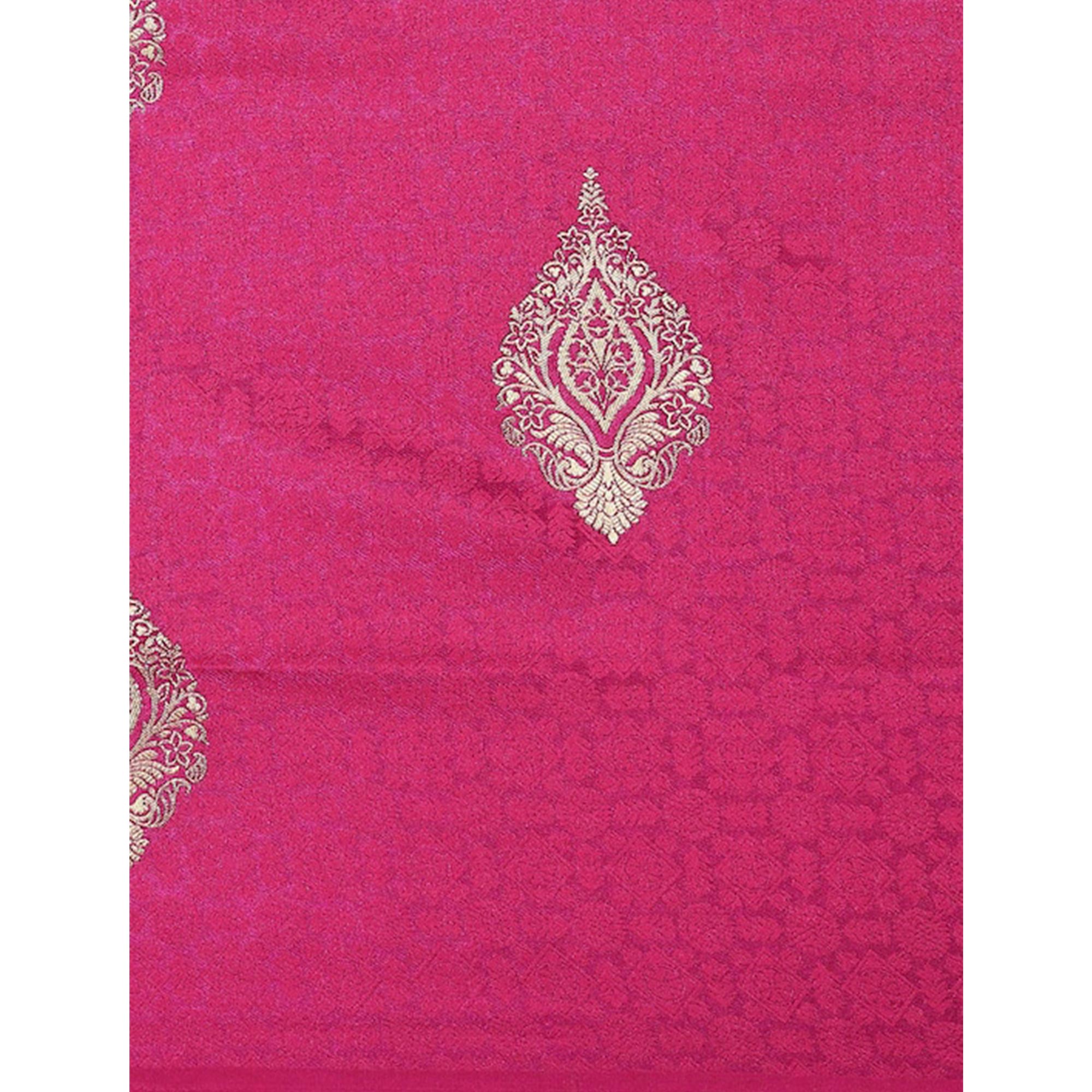 Pink Woven Kanjivaram Silk Saree WithTassels
