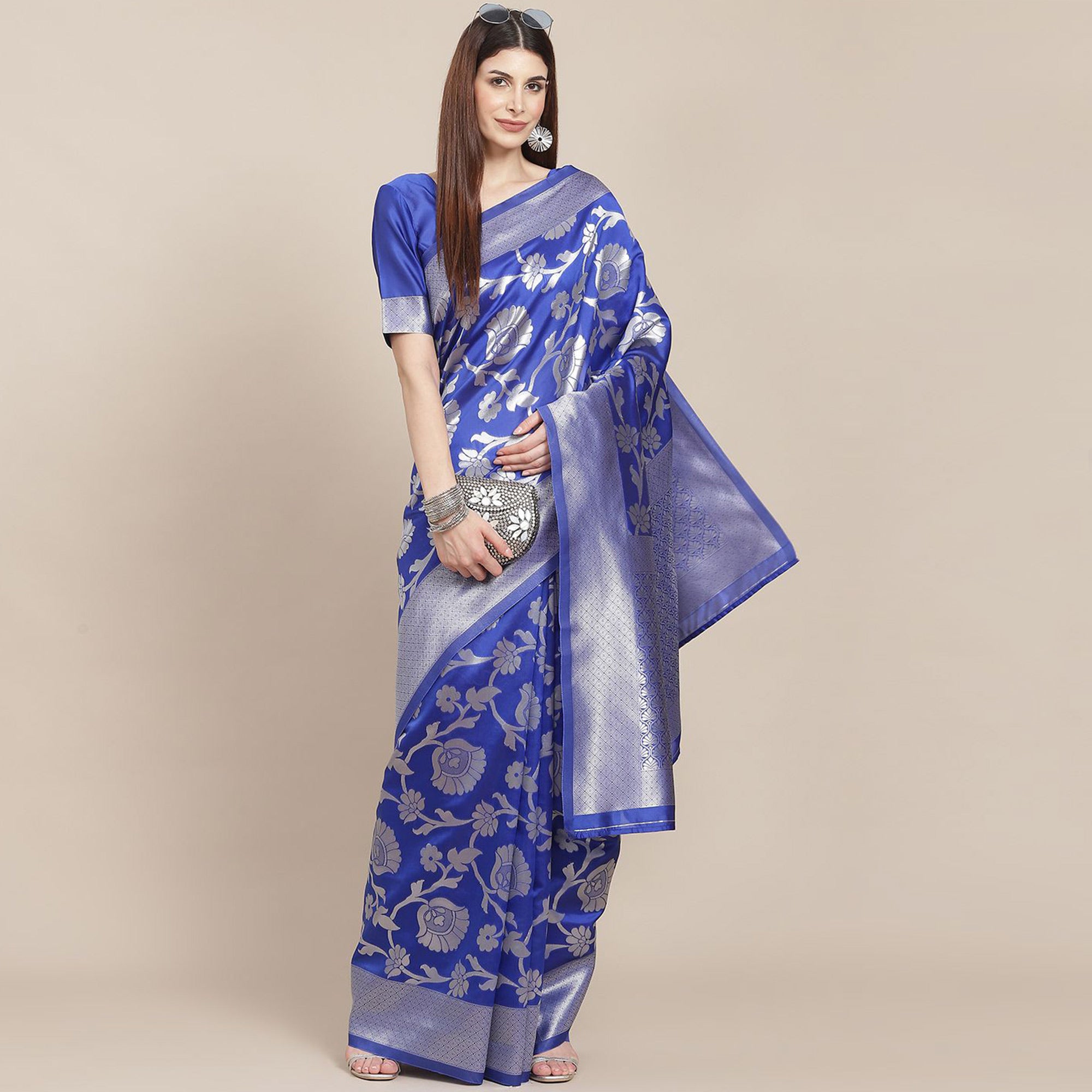 Blue Woven Banarasi Silk Saree