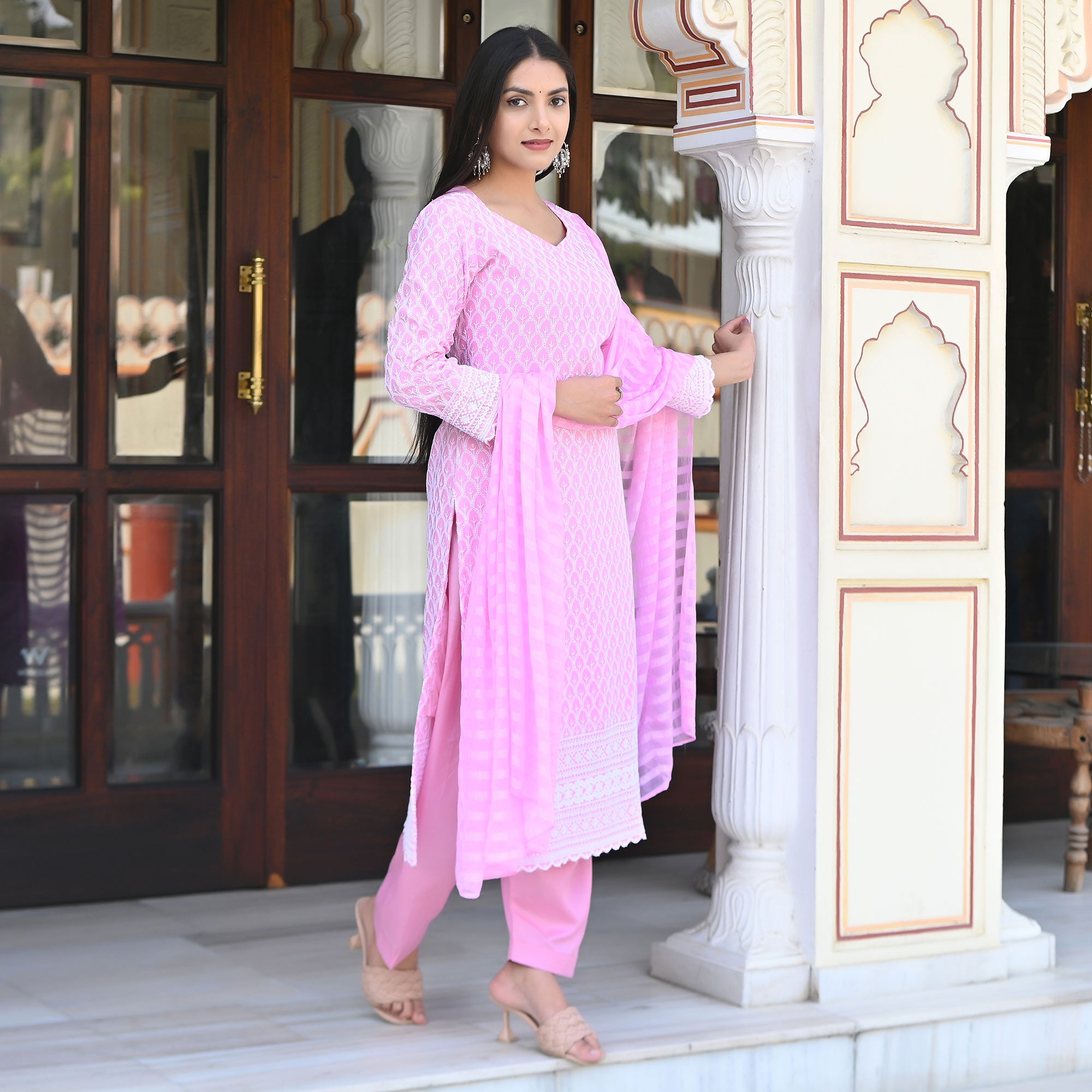 Buy Blush Pink Suit - Lucknowi Pakistani Style Gharara Suit – Empress  Clothing