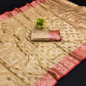 Beige Woven Kanjivaram Silk Saree