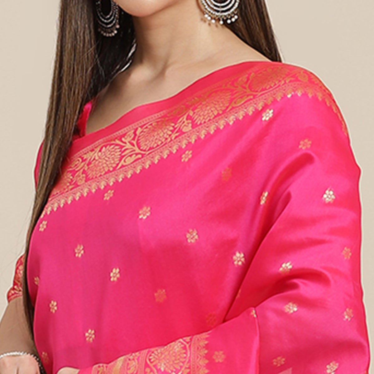 Pink Woven Banarasi Silk Saree