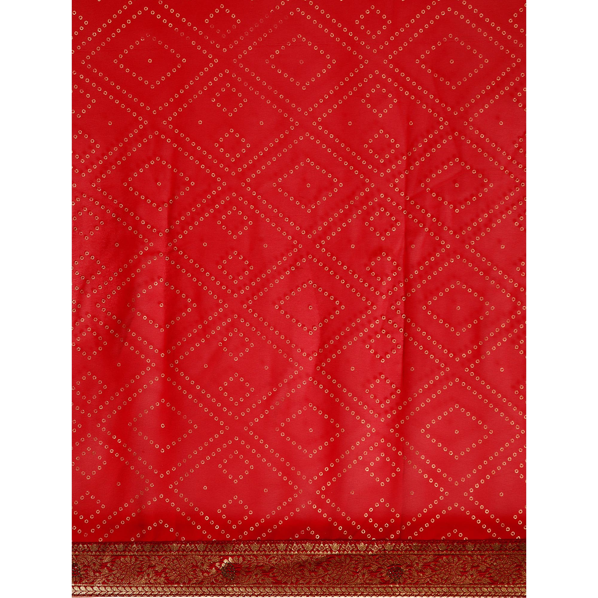 Dark Red Foil Printed With Swarovski Georgette Saree