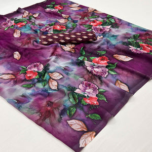 Multicolor Digital Floral Printed Georgette Saree