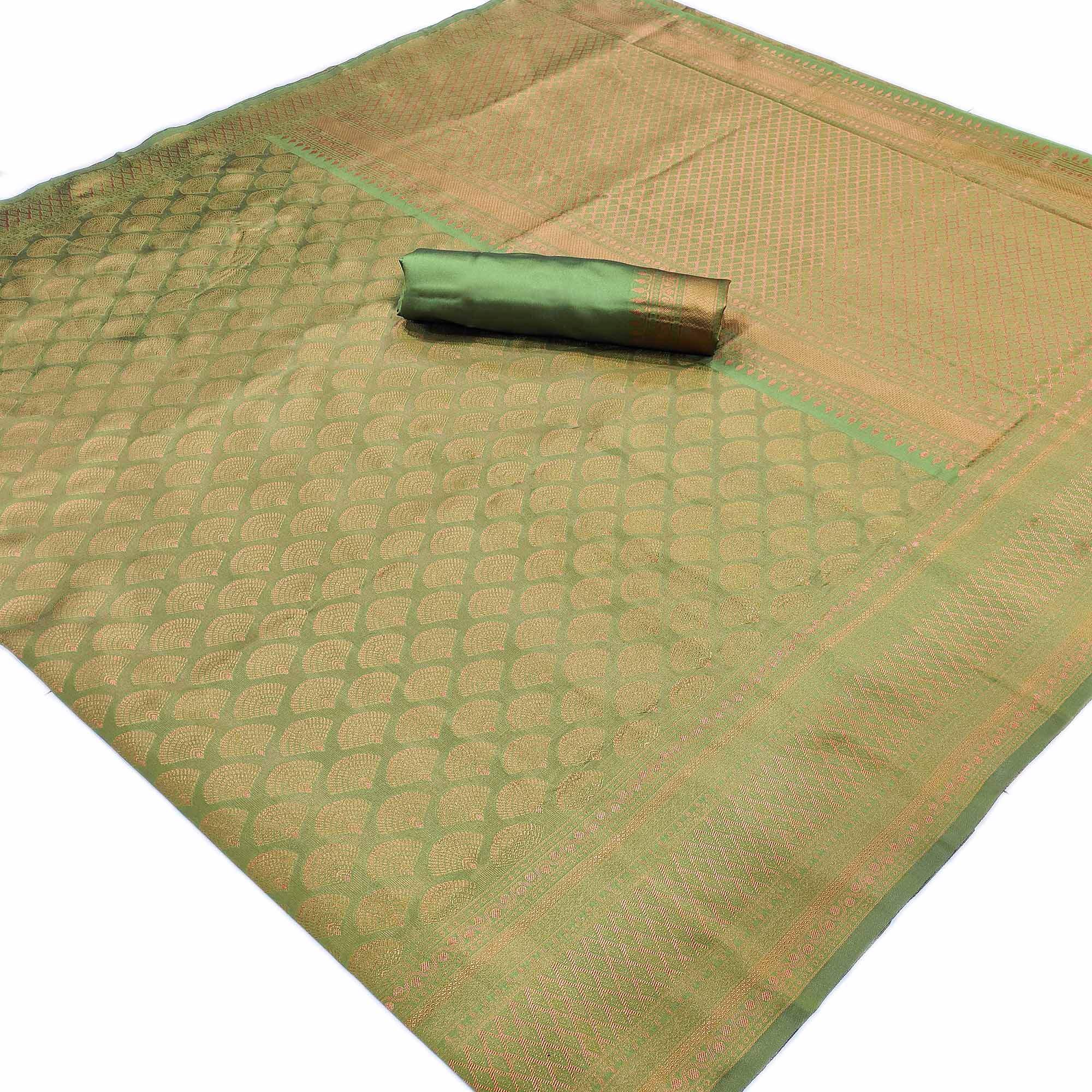 Green Woven Banarasi Silk Saree