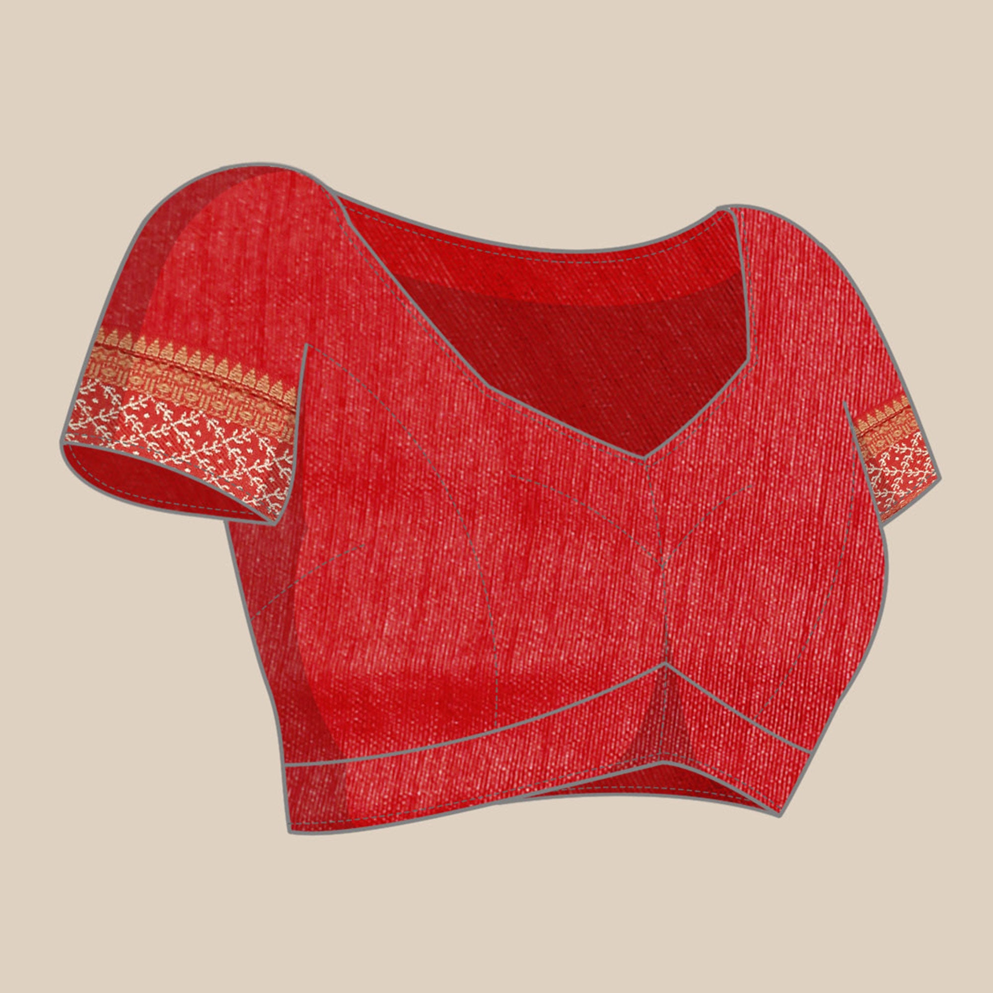 Red Floral Foil Printed Zomato Saree