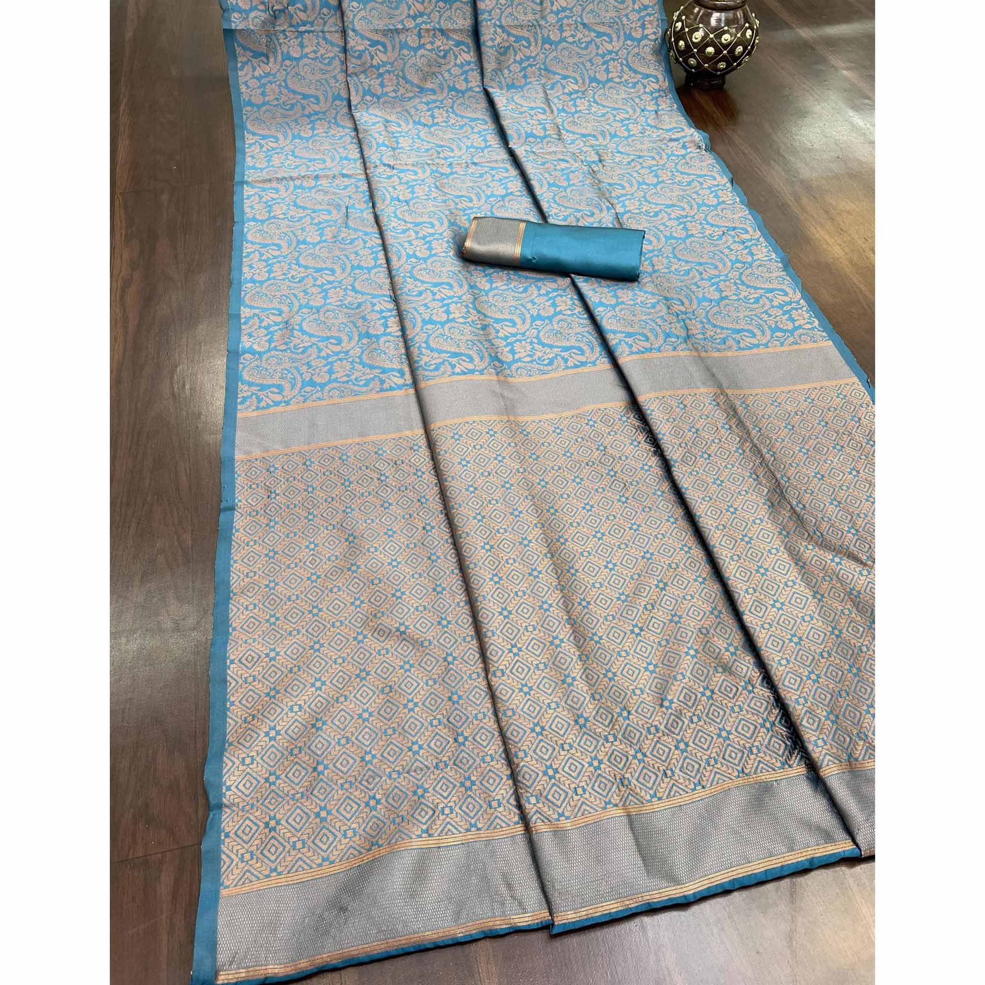 Blue Woven Banarasi Silk Saree