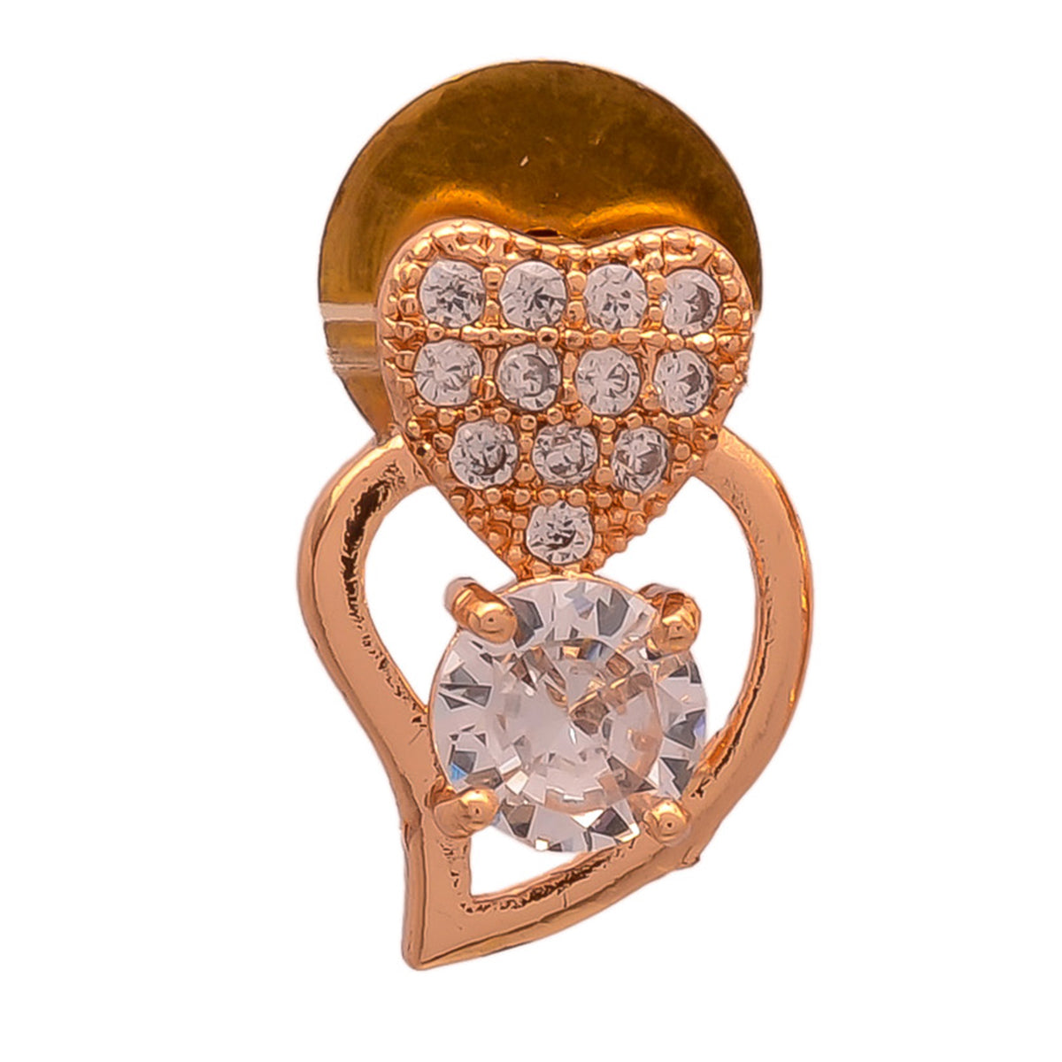 Rose Gold Polish Heart Shape Design Earrings Pair