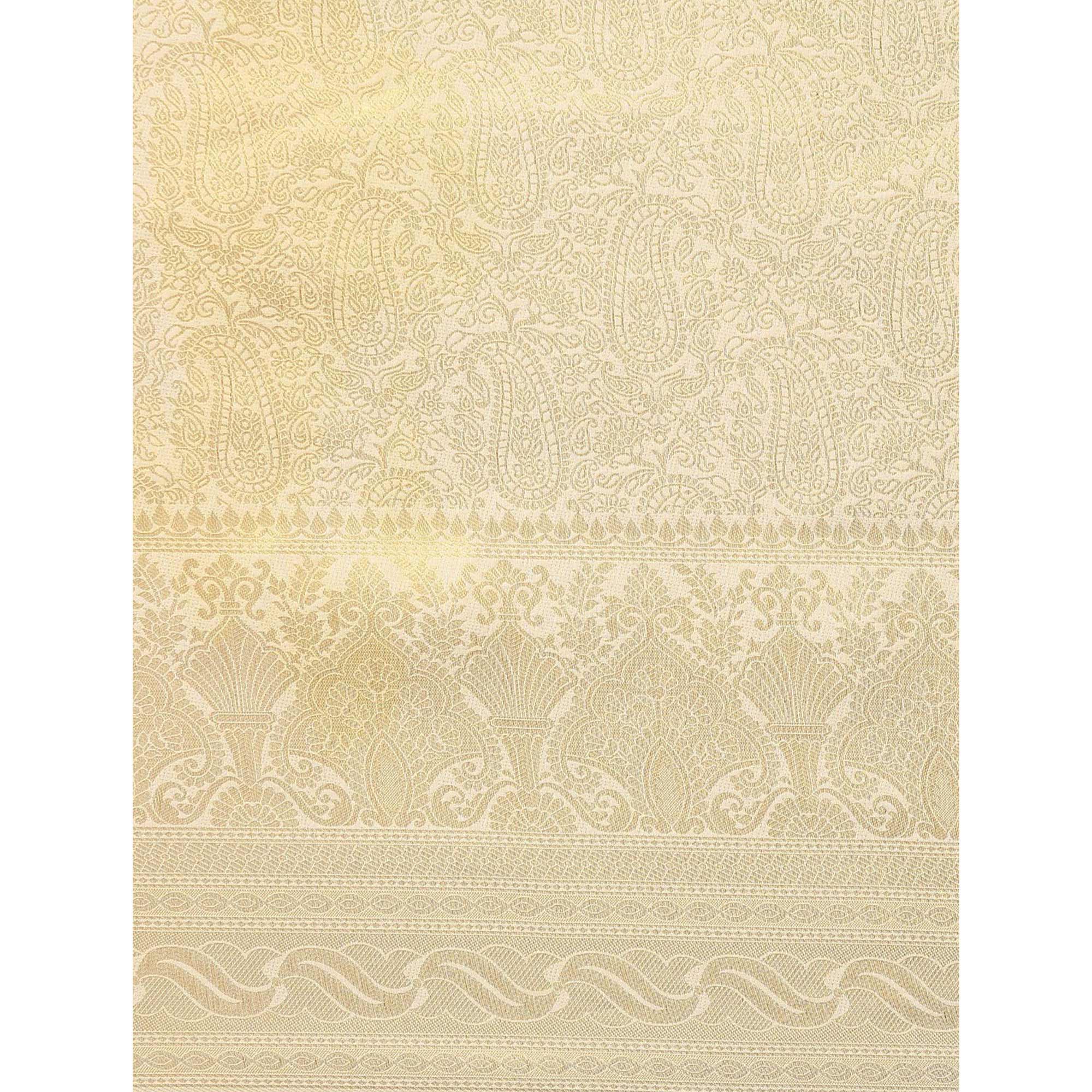 Cream Woven Kanjivaram Silk Saree