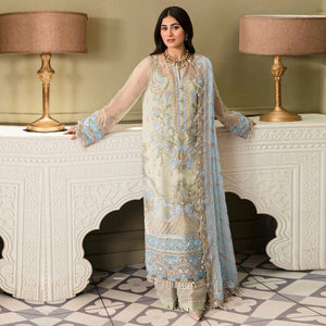 Pista Green And Blue Heavy Embroidered Georgette Pakistani Suit