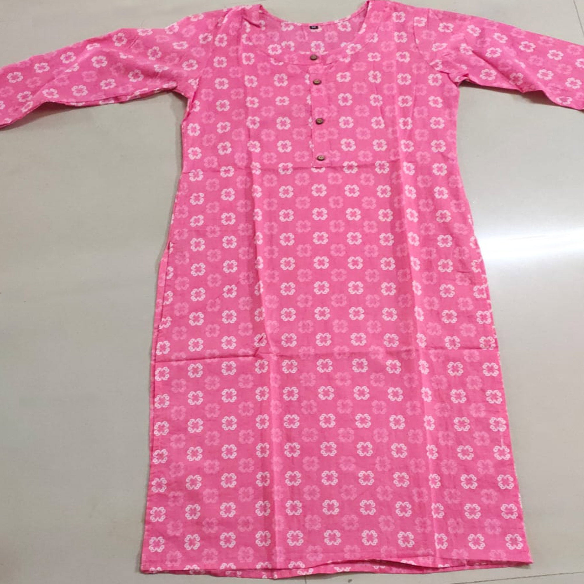 1Pink Printed Pure Cotton Kurti