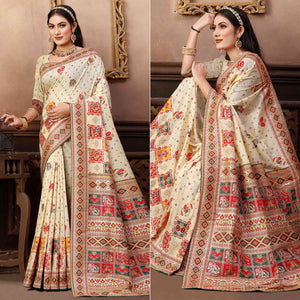 Off White Woven With Gota Patti Work Pashmina Saree