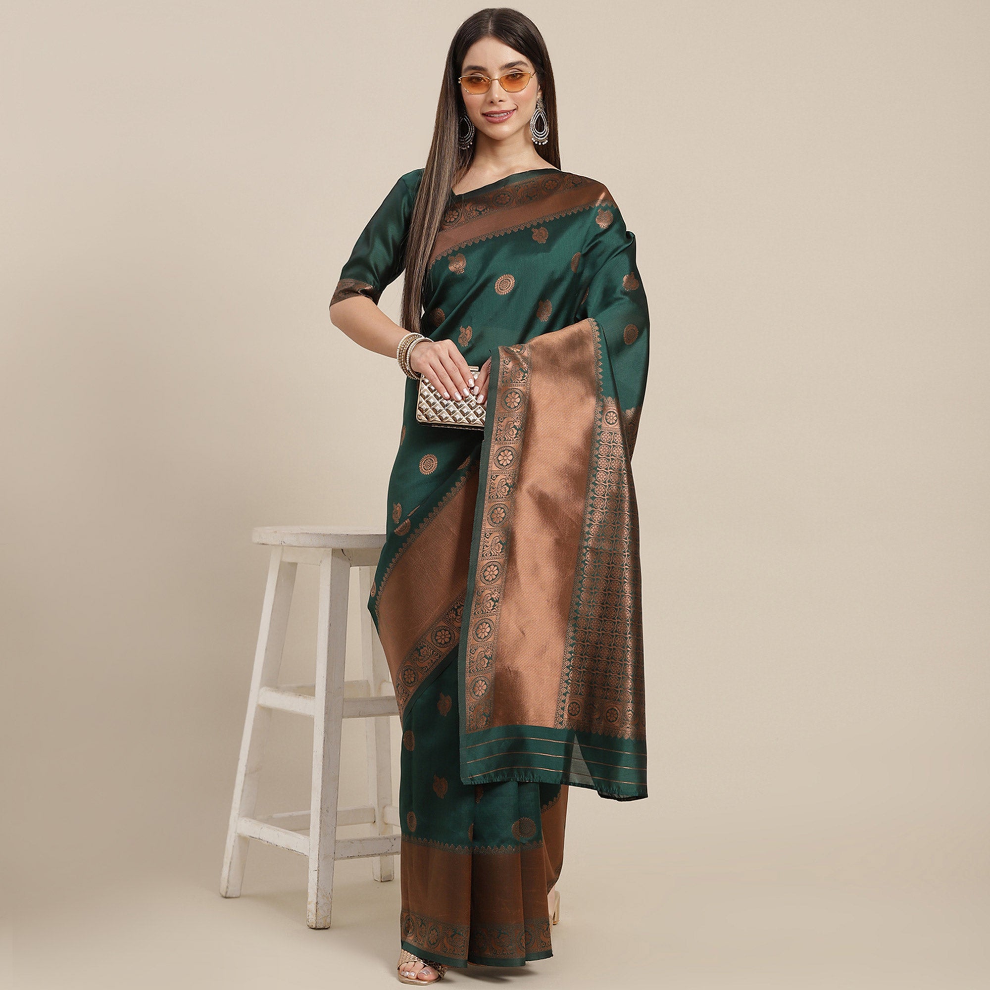 Green Woven Banarasi Silk Saree