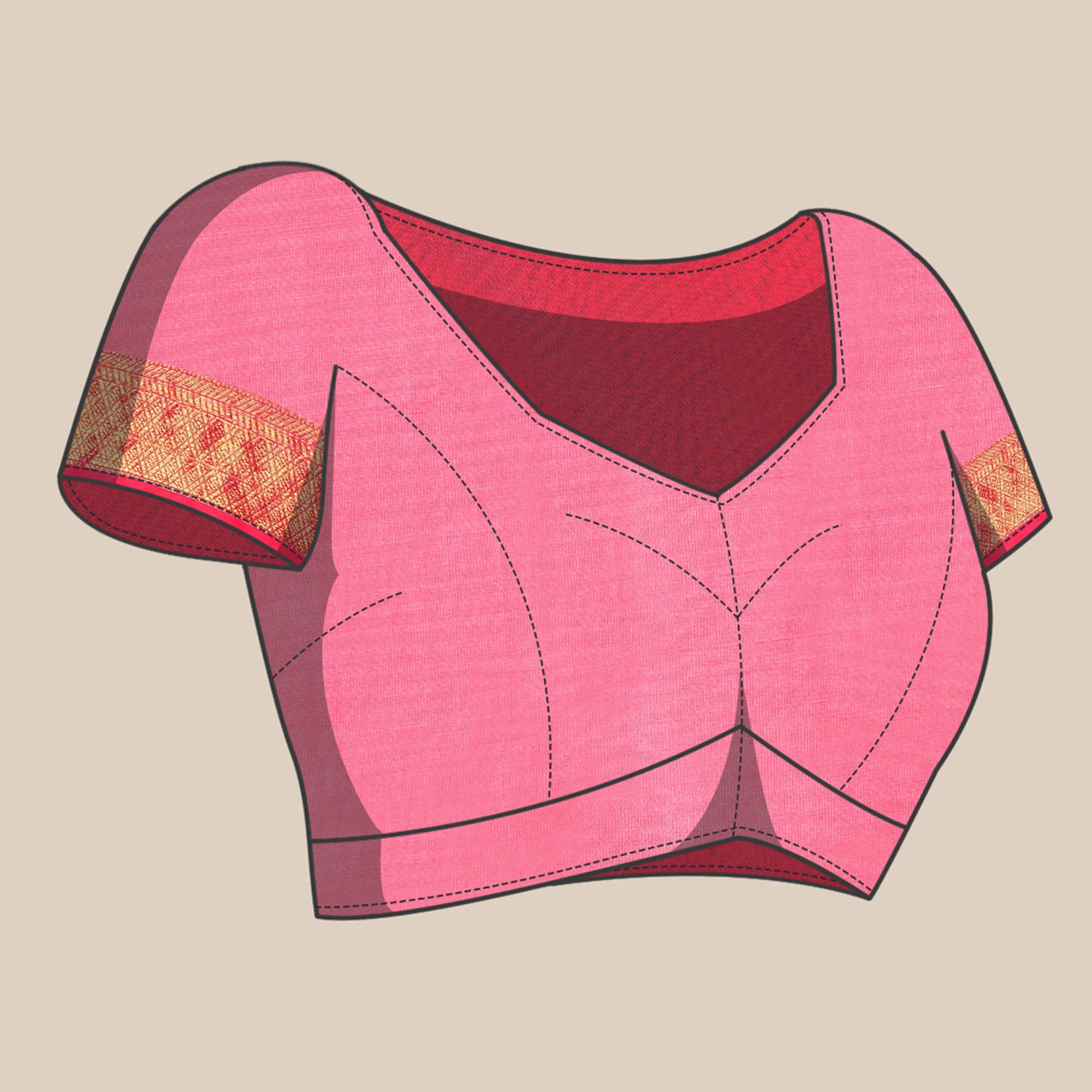 Rani Pink Woven Cotton Silk Saree