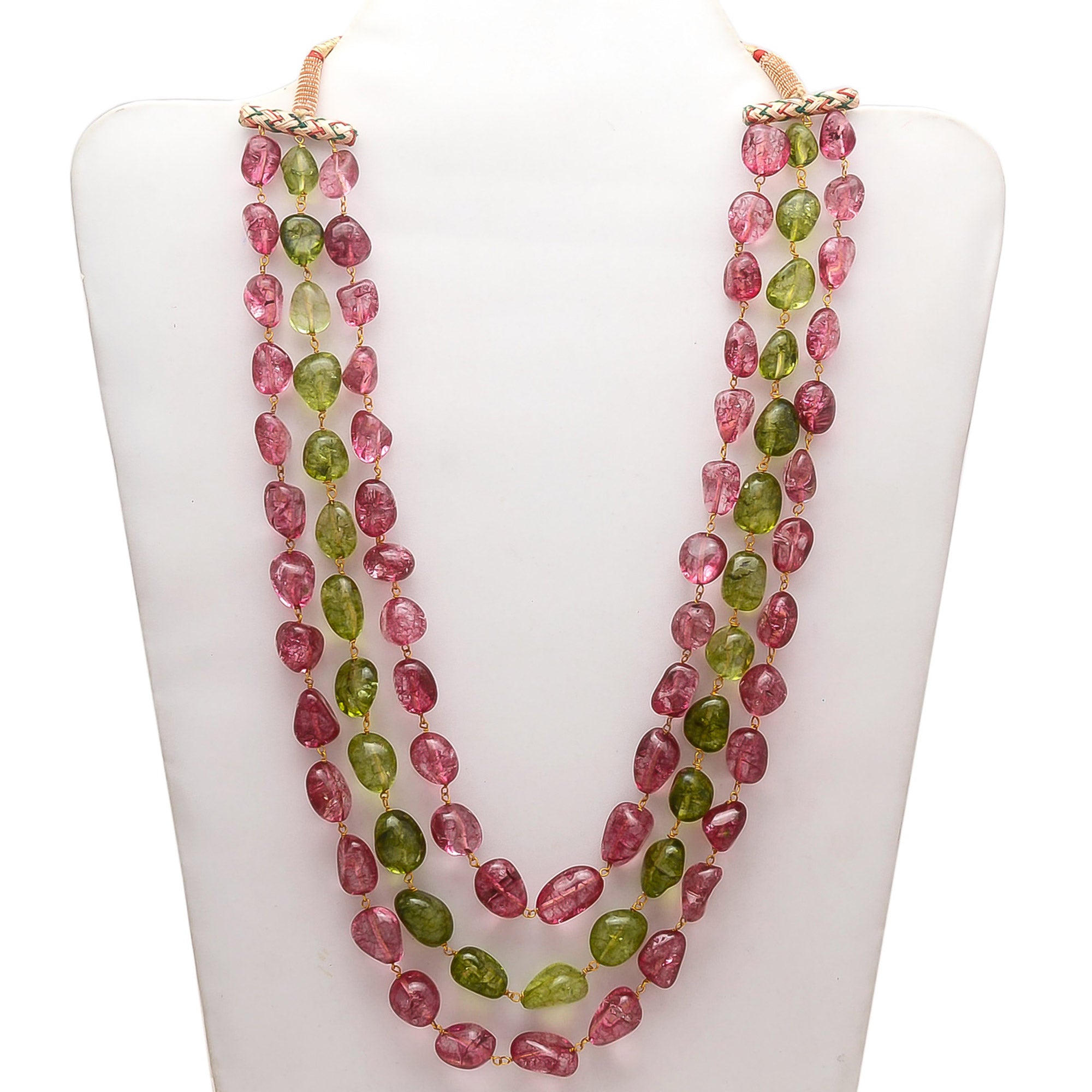 Red And Green Un-Shaped Stones Mala