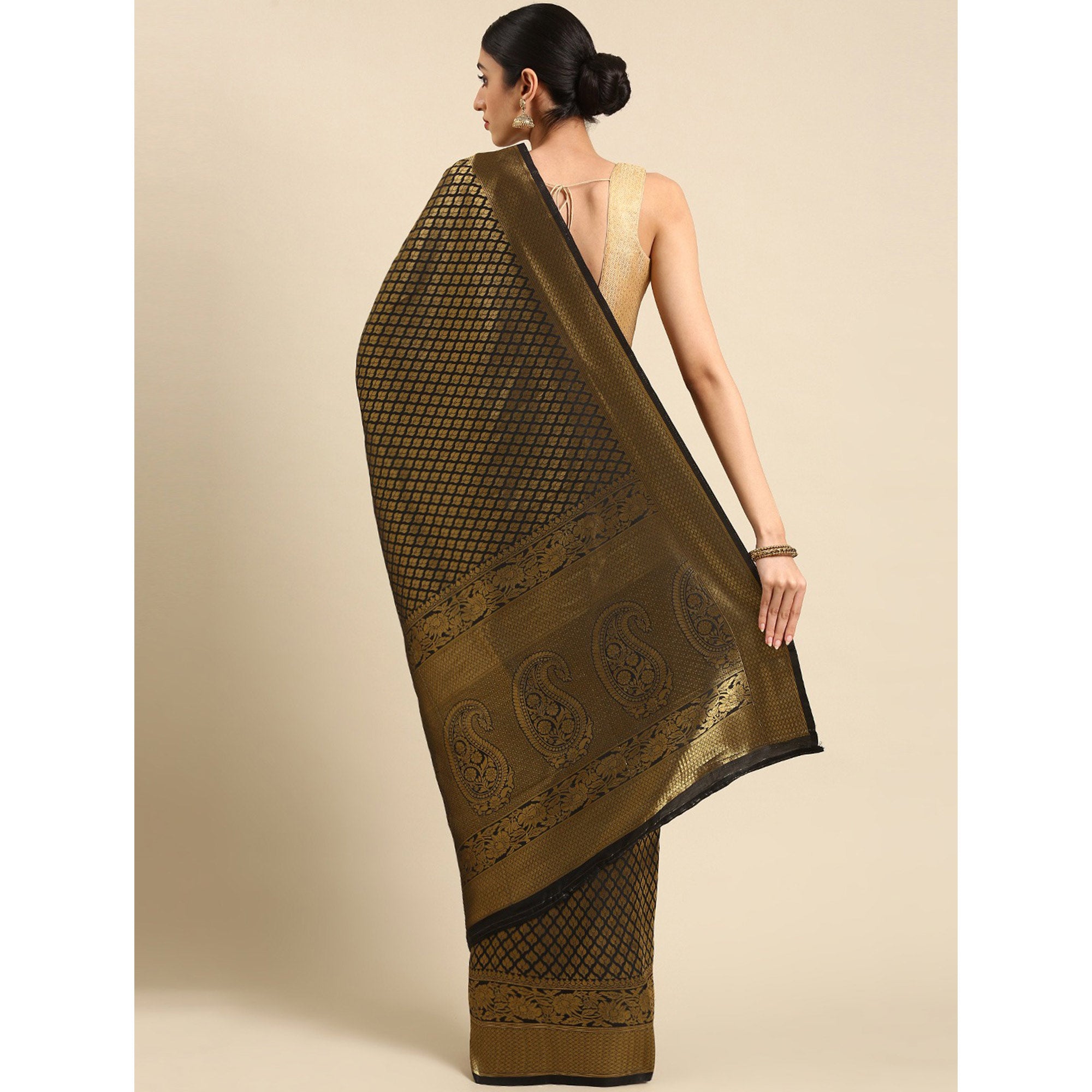 Black Woven Kanjivaram Silk Saree