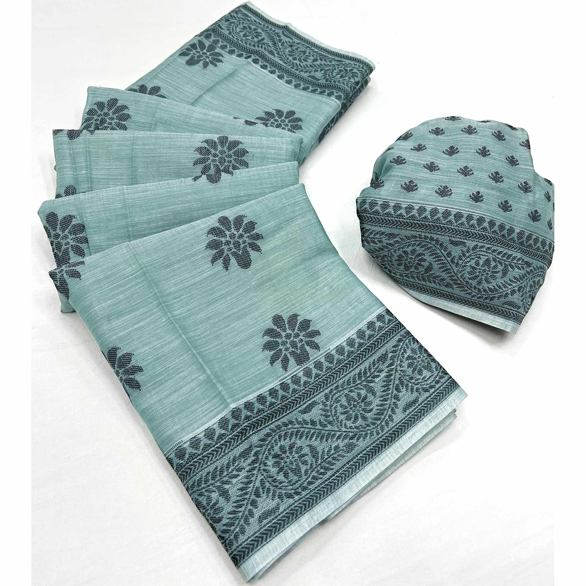 Rama Green Thread Woven Cotton Silk Saree