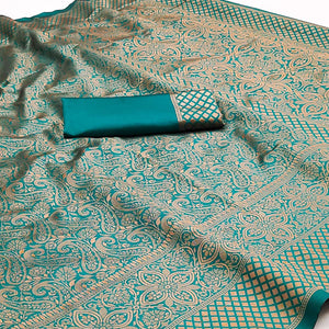 Rama Green Woven Jacquard Saree