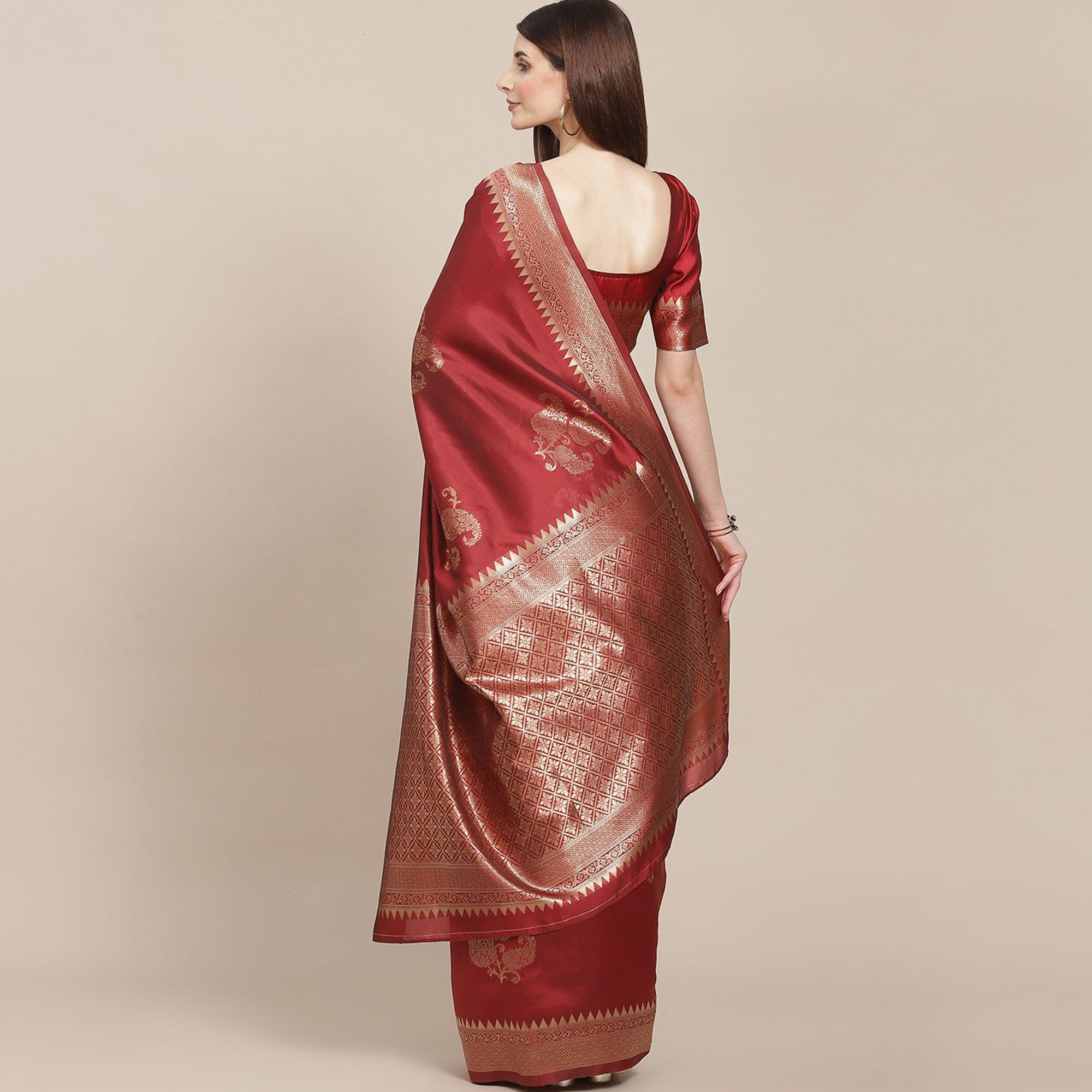 Red Woven Banarasi Silk Saree