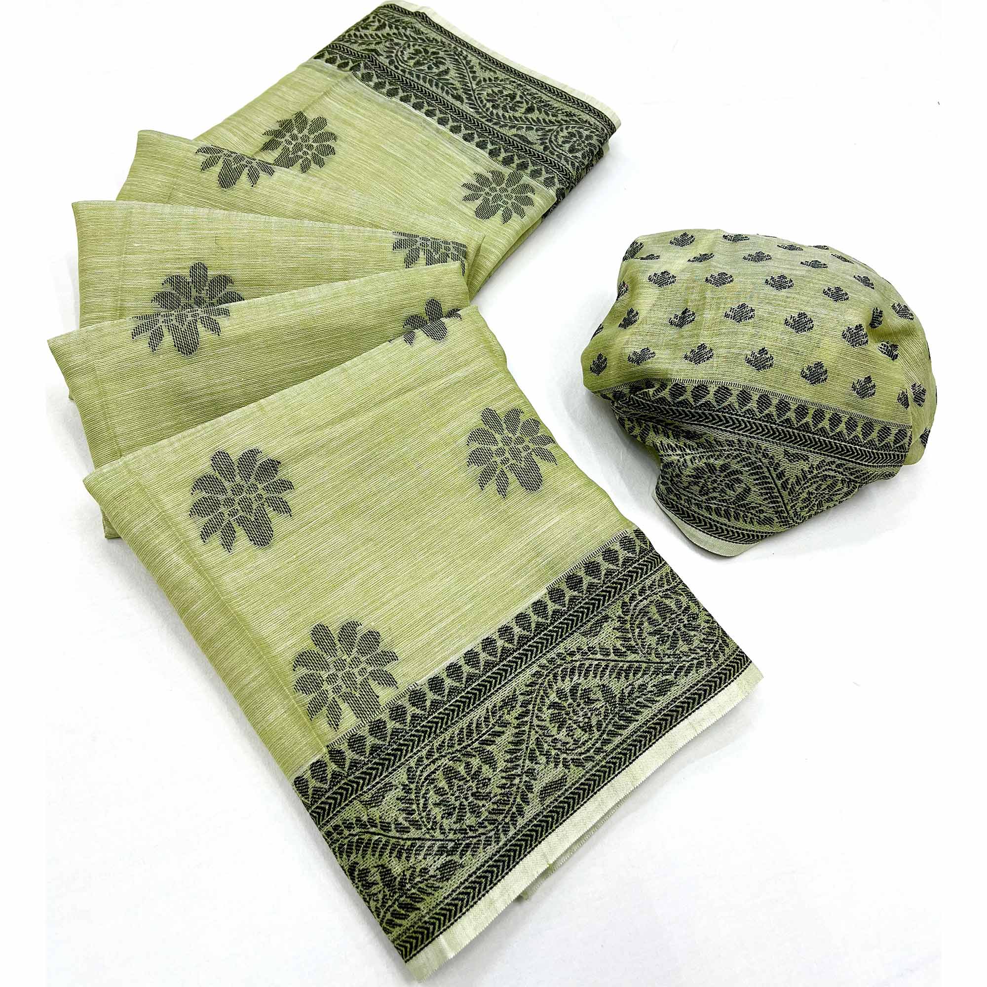 Pista Green Thread Woven Cotton Silk Saree
