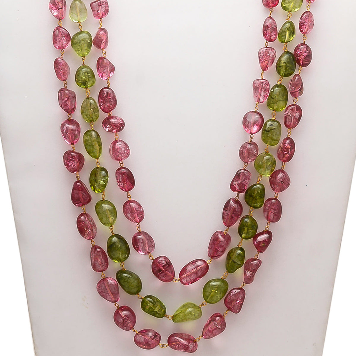 Red And Green Un-Shaped Stones Mala